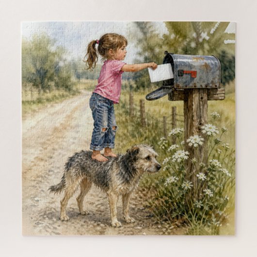 Kleines Mädchen verschickt eine Karte Puzzle (Vertikal)