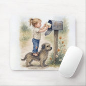 Kleines Mädchen verschickt einen Brief Mousepad (Mit Mouse)