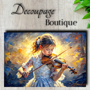 Kleines Mädchen Violinistin Découpage Seidenpapier