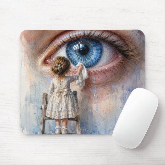 Kleines Mädchen wischt eine Träne weg Mousepad (Mit Mouse)