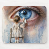 Kleines Mädchen wischt eine Träne weg Mousepad (Vorne)