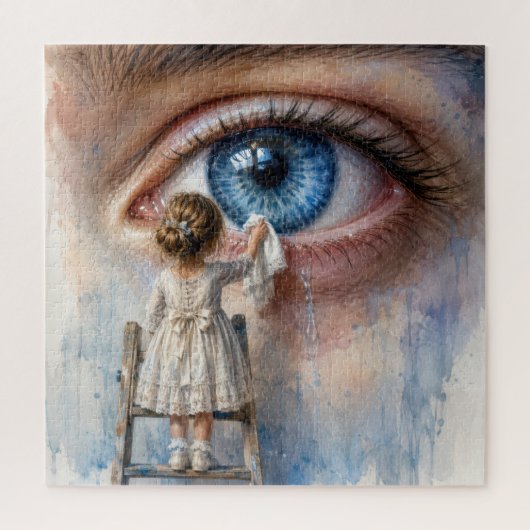 Kleines Mädchen wischt eine Träne weg Puzzle (Vertikal)