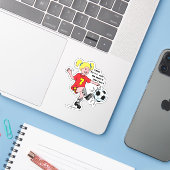 Kleines Mädchenfußball Aufkleber (Laptop mit iPhone)