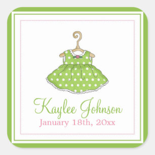 Kleines Mädchen's Green Dress Baby Birth Stickers