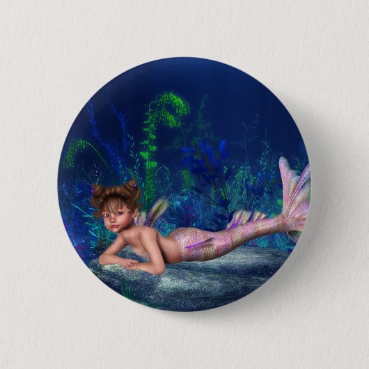 Kleines Maggie Meerjungfrau-Mädchen Button (Vorderseite)