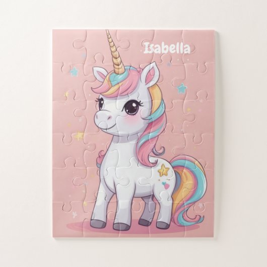 Kleines magisches Einhorn Personalisierte Kinder Puzzle (Vertikal)