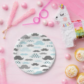 Kleines Mann-Schnurrbart-Muster-Blau Pappteller (Party)