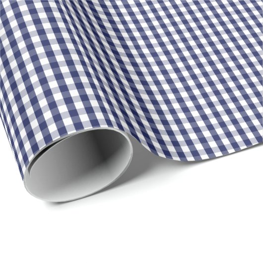 Kleines Marine-Blau-und Weiß-Gingham-Packpapier Geschenkpapier (Rolleneckpunkt)