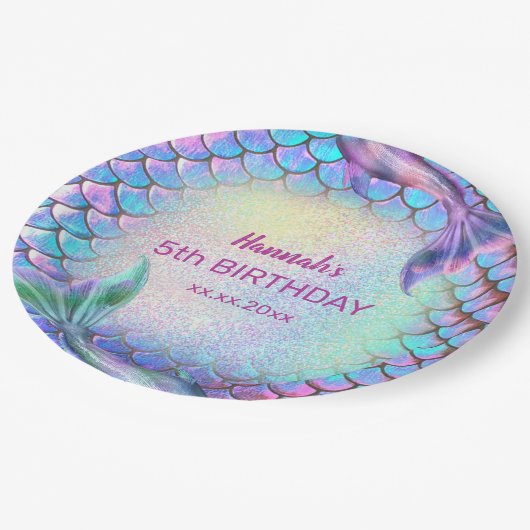 kleines Meerjungthema Geburtstag Pappteller (Schrägansicht)