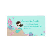 Kleines Mermaid-Adressetikett Brünett Adressaufkleber (Vorne)