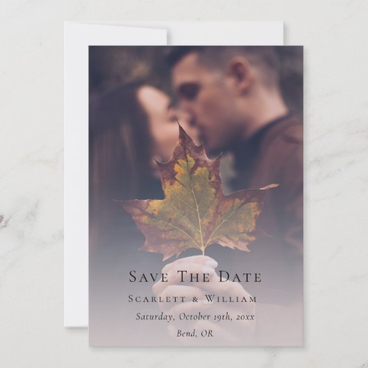 Kleines Minimal Fall Leaf Terracotta Wedding Foto Save The Date (Vorderseite)