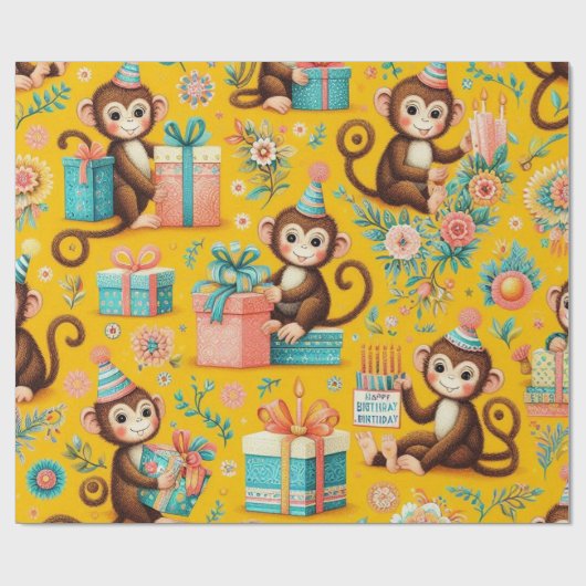 Kleines Monkey Wrapping Paper Geschenkpapier (Flach)