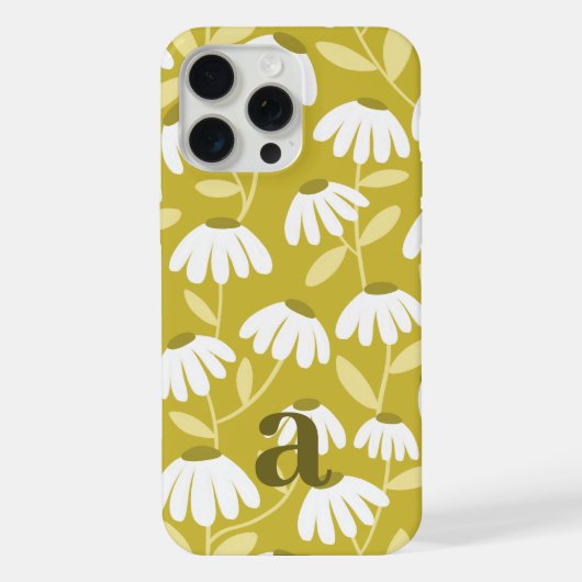 Kleines Monogramm Buchstabe Dunkelgold Blumenmuste iPhone Hülle (Rückseite)