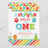 Kleines Monster 1. Geburtstag Einladung (Vorne/Hinten)