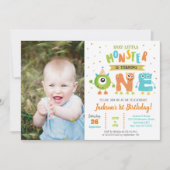 Kleines Monster 1. Geburtstag Party Einladungen (Vorderseite)