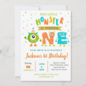 Kleines Monster 1. Geburtstag Party Einladungen (Vorderseite)