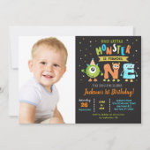 Kleines Monster 1. Geburtstag Party Einladungen (Vorderseite)