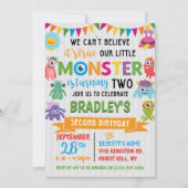 Kleines Monster 2. Geburtstag Einladung (Vorderseite)