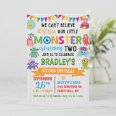Kleines Monster 2. Geburtstag Einladung (Stehend Vorderseite)