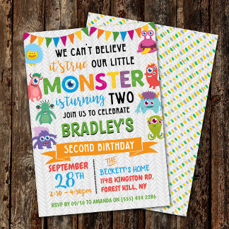 Kleines Monster 2. Geburtstag Einladung