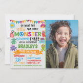 Kleines Monster 3. Geburtstag Foto Einladung (Vorderseite)