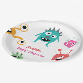 Kleines Monster auf dem Weg Baby Dusche Halloween Pappteller (Schrägansicht)