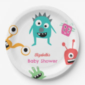Kleines Monster auf dem Weg Baby Dusche Halloween Pappteller (Vorderseite)