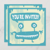 Kleines Monster - BLAU Einladung (Vorne/Hinten)