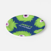 Kleines Monster Blau und Grün Pappteller (Schrägansicht)