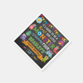 Kleines Monster Chalkboard 4. Geburtstag Party Serviette (Ecke)