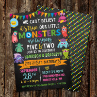 Kleines Monster Chalkboard 5. & 2. Geburtstag