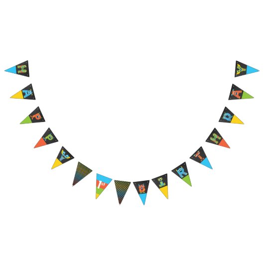 Kleines Monster Chalkboard Happy Birthday Wimpelkette (Alle)