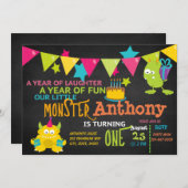 Kleines Monster, das einen Geburtstag einlädt Einladung (Vorne/Hinten)