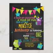 Kleines Monster, das einen Geburtstag einlädt Einladung (Vorne/Hinten)