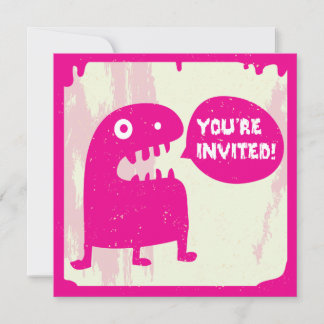Kleines Monster-Einladung - PINK Einladung
