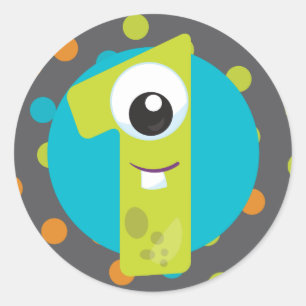 Kleines Monster erster Geburtstag Eins Aufkleber