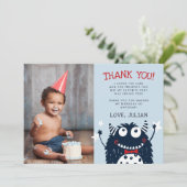 Kleines Monster | Flat Dankeschön Fotokarte Dankeskarte (Stehend Vorderseite)