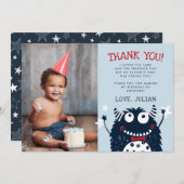 Kleines Monster | Flat Dankeschön Fotokarte Dankeskarte (Vorne/Hinten)