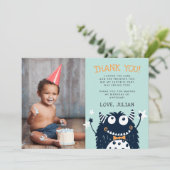 Kleines Monster | Flat Dankeschön Fotokarte Dankeskarte (Stehend Vorderseite)