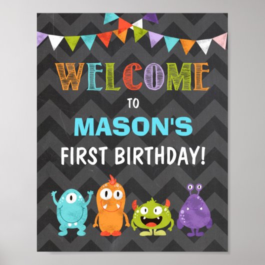Kleines Monster Geburtstag Begrüßungslied-Skihütte Poster (Vorne)