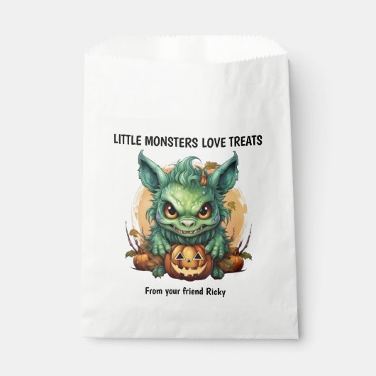 Kleines Monster Grünes Halloween Geschenktütchen (Vorderseite)
