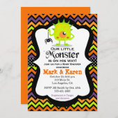 Kleines Monster Halloween Kinderdusche Einladung (Vorne/Hinten)