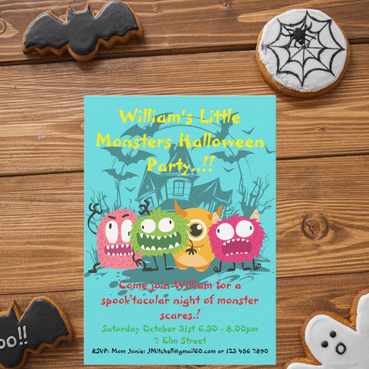 Kleines Monster-Halloween-Party Einladung