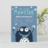 Kleines Monster-Kindergeburtstag-Party Einladung (Stehend Vorderseite)