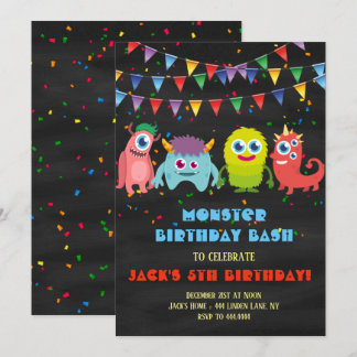 Kleines Monster-Kindergeburtstag-Party Einladung