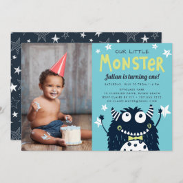 Kleines Monster Kindergeburtstag Party Foto Einladung