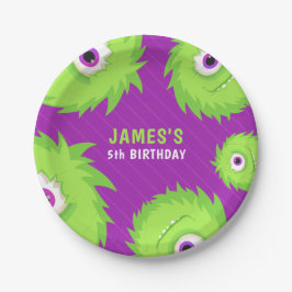 Kleines Monster Lila und grün Pappteller