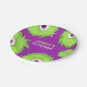 Kleines Monster Lila und grün Pappteller (Schrägansicht)