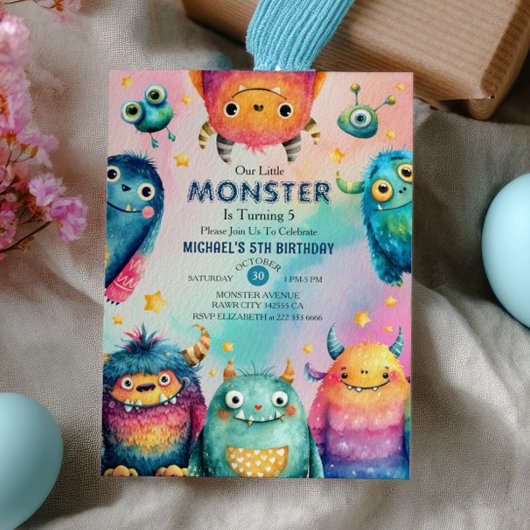 Kleines Monster Mash Farbenfrohe Kindergeburtstag Einladung