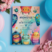 Kleines Monster Mash Farbenfrohe Kindergeburtstag Einladung